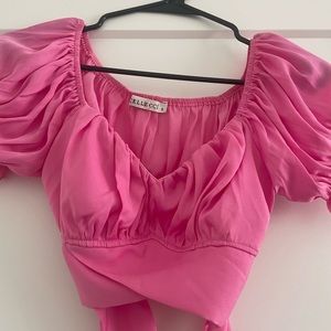 Pink crop with bow tie back